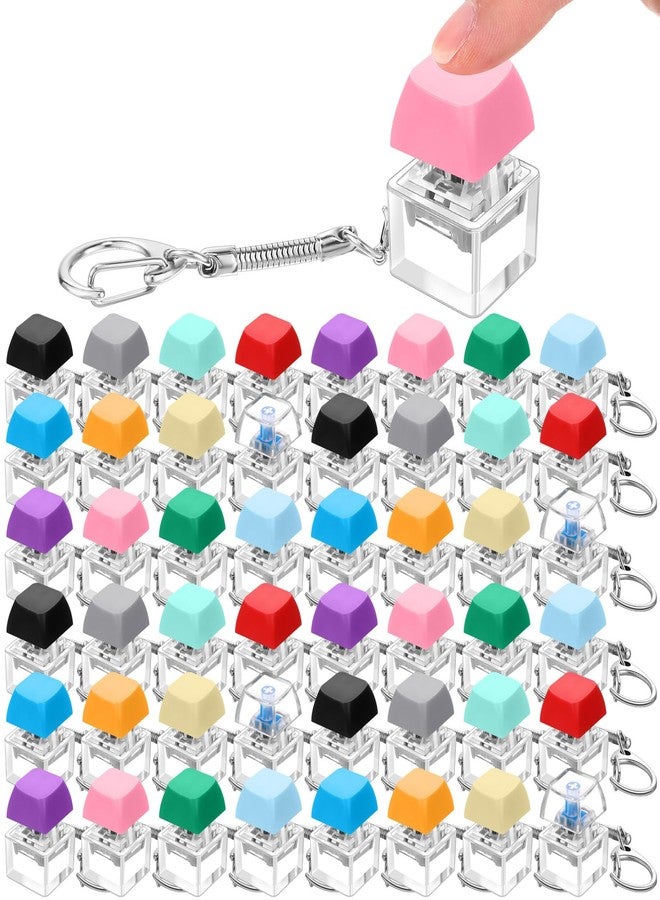 Nosiny 48 Pcs Keyboard Fidget Toys Keyboard Fidget Keychains for Adults Teens Finger Stress Relief Keycap for Boys Girls Students Decompression Gifts(12 Color) - Image 1